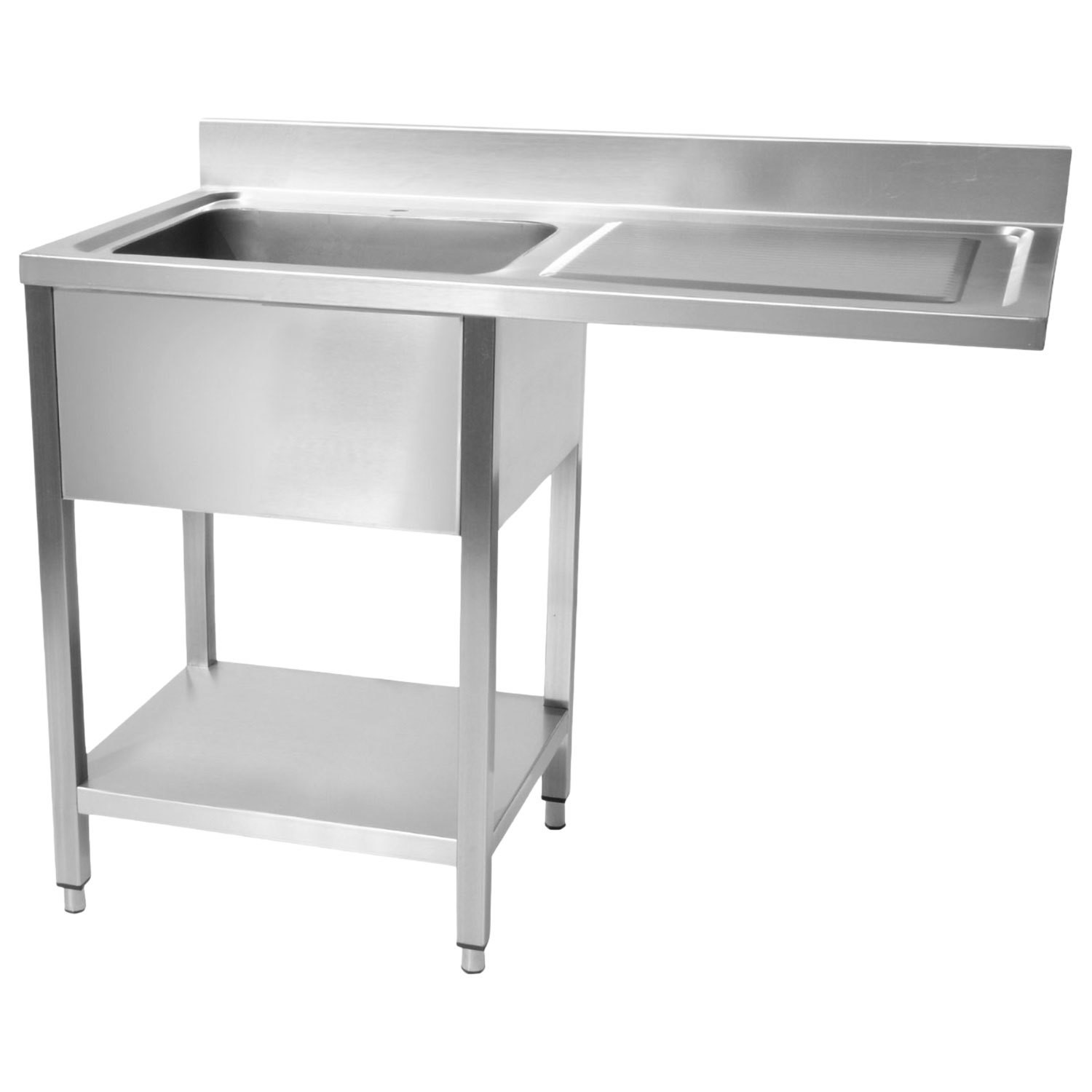 STSD 126R Heavy Duty Stainless Steel Dishwasher Sink Single Bowl Right Hand Drainer 1200mm Wide 600mm Deep