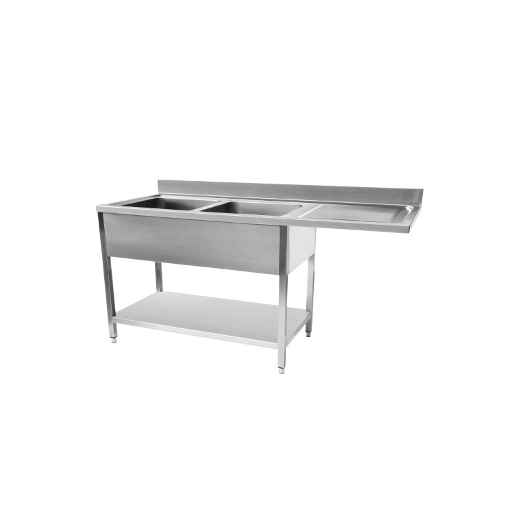 Hamoki Stainless Steel Dishwasher Sink 1600mm Wide x 600mm Deep - Double Bowl Right Hand Drainer STSD-166R