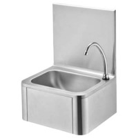 KYL43 Hamoki 400mm Knee Operated Stainless Steel Handwash Sink With Tap & Splashback