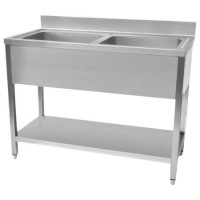 Hamoki STSK-126D Double Bowl Stainless Steel Catering Sink- Centre Bowls. 1200mm Wide. 600mm Deep. Ideal For Smaller Spaces