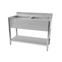 Hamoki STSK-127D Double Bowl Stainless Steel Catering Sink - Centre Bowls. 1200mm Wide. 700mm Deep