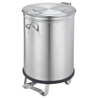 Hamoki CGB-100 Commercial Round Waste Bin 100ltr Capacity with Foot Operated Pedal and 2 x Castors