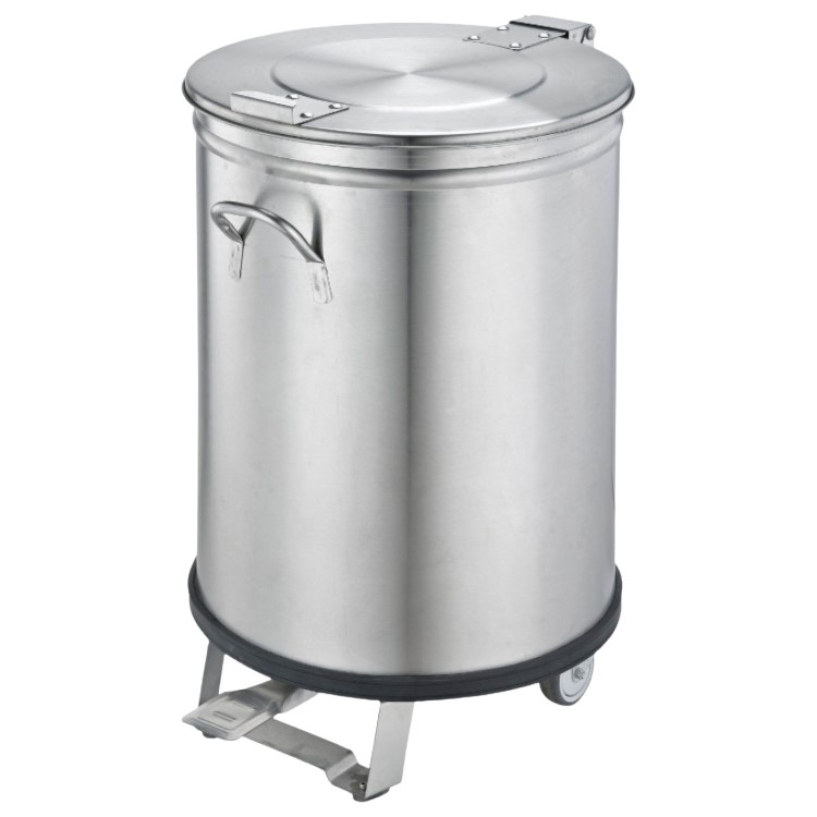 Hamoki CGB-100 Commercial Round Waste Bin 100ltr Capacity with Foot Operated Pedal and 2 x Castors