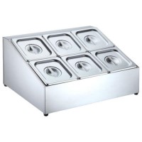 Hamoki GNR-6B Countertop 6 x GN Pan Holder Prep Station- 2 Tier - Includes 6 x 1/6 GN Pans 100mm Deep and Lids