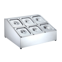 Hamoki GNR-6B Countertop 6 x GN Pan Holder Prep Station- 2 Tier - Includes 6 x 1/6 GN Pans 100mm Deep and Lids