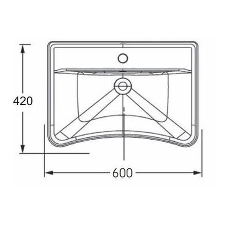 600mm Ergonomic Concave Semi Pedestal Basin - AKW