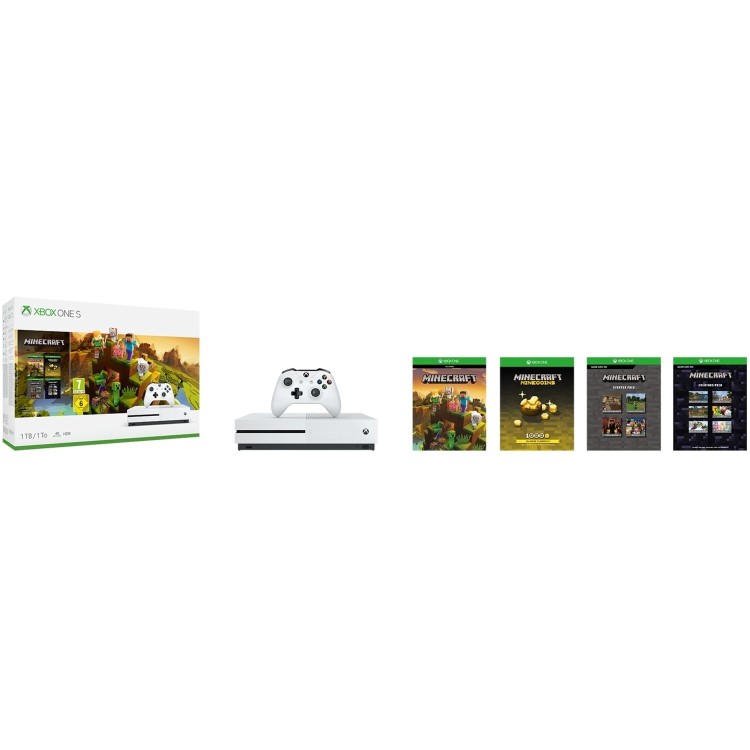 Xbox One S 1TB Console with Minecraft Collection - White