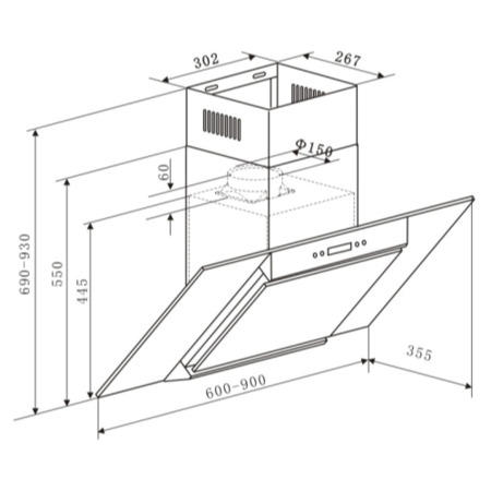 GRADE A1 - electriQ 90cm Angled Glass and Steel Designer Cooker Hood