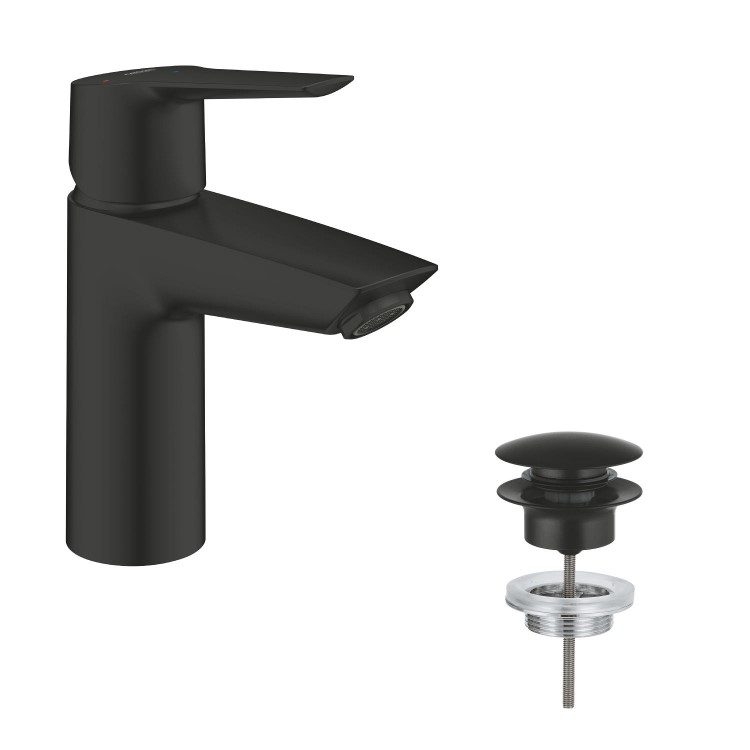 Grohe Start SilkMove EnergySaving Cloakroom Mono Basin Mixer Tap with Waste - Matt Black