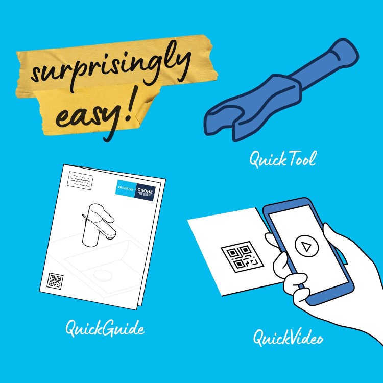 Grohe Start SilkMove EnergySaving Mono Basin Mixer Tap with Waste - Matt Black