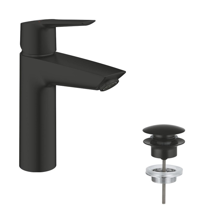 Grohe Start SilkMove EnergySaving Mono Basin Mixer Tap with Waste - Matt Black