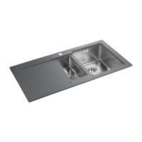 GRADE A1 - As new but box opened - Rangemaster CGE9852RSI Cubix Gemini 985x508 1.5 Bowl RHD Silver Sink