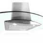 electriQ  60cm Curved Clear Glass Chimney Cooker Hood Stainless Steel 