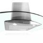 electriQ  60cm Curved Clear Glass Chimney Cooker Hood Stainless Steel 