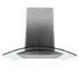 electriQ  60cm Curved Clear Glass Chimney Cooker Hood Stainless Steel 