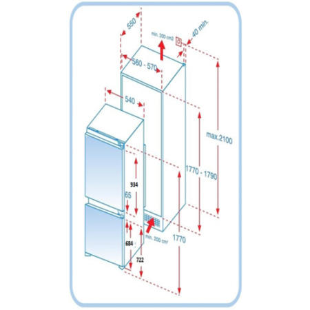 GRADE A2 - Light cosmetic damage - Smeg CR312P In-column Integrated Fridge Freezer