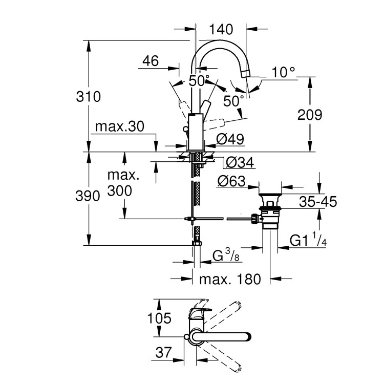 Grohe BauFlow Single Lever Basin Mixer Tap