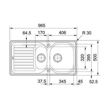 GRADE A1 - As new but box opened - Franke ELN651 Elba 1.5 Bowl Revesible Drainer Stainless Steel Sink