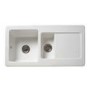 Reginox RL501CW/GENESISWH Reversible 1.5 Bowl White Ceramic Sink And Genesis Chrome With White Levers Tap Pack
