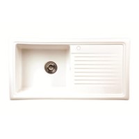 GRADE A1 - Reginox RL304CW 1.0 Bowl Reversible Inset Ceramic Sink White
