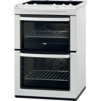 Zanussi ZCV621MW 60cm Wide Double Cavity Electric Cooker With Ceramic Hob - White