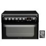 GRADE A1 - Hotpoint HUE61KS 60cm Double Oven Electric Cooker With Ceramic Hob - Black