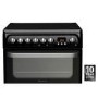 Hotpoint HUE61KS 60cm Wide Double Oven Electric Cooker With Ceramic Hob - Black