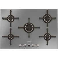 Smeg PV175S Linea 75cm Wide 5 Burner Gas-on-glass Hob - Silver