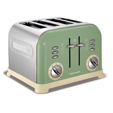 Morphy Richards 242001 Jul13 4 Slice Accents Sage Green Toaster