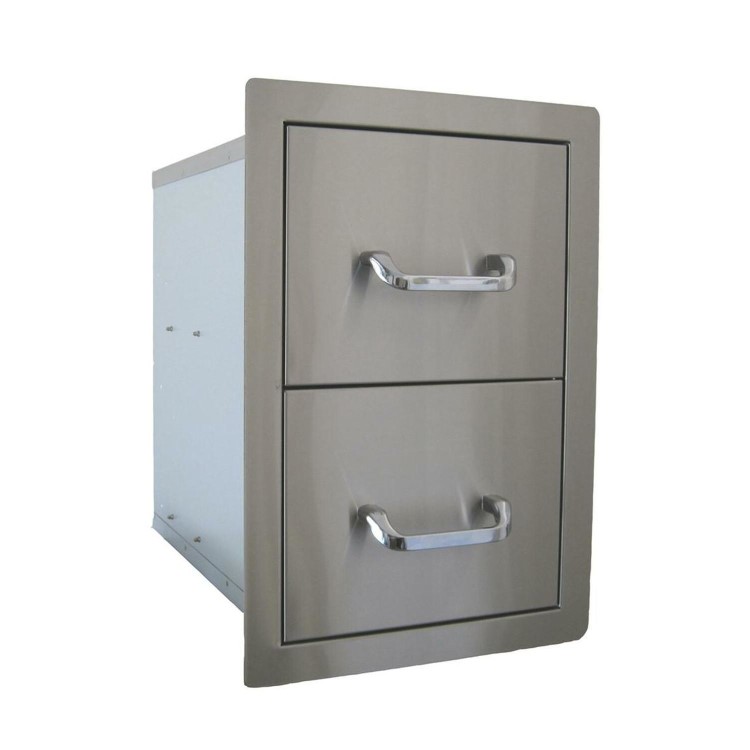 Refurbished Beefeater Outdoor BBQ Kitchen Double Drawers - Stainless Steel