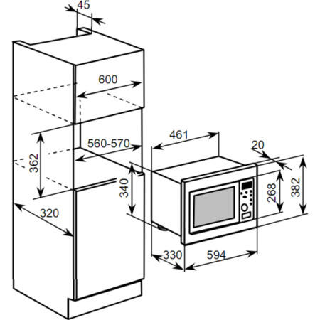 GRADE A1 - As new but box opened - Baumatic BMM204SS 20 Litre Built-in Microwave Oven - Stainless Steel