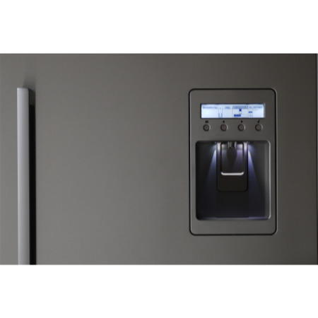 GRADE A2 - Minor Cosmetic Damage - Fisher & Paykel E522BRXFDU2 23469 79cm Wide Flat Door Right Hand Hinge Freestanding Fridge Freezer With Slim-depth Water Dispenser In EZKleen Stainless Steel