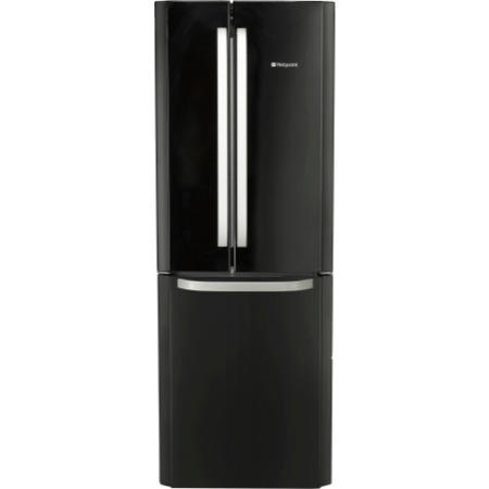 GRADE A2 - Light cosmetic damage - Hotpoint FFU3DK Quadrio 3-door Freestanding Fridge Freezer With French-style Fridge Doors - Black