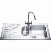 GRADE A5 - Smeg 1.5 Bowl Single Drainer Inset Sink with Antiscratch Finish - Left Hand Drainer