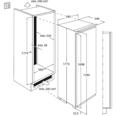 AEG AGN71800F0 Frost Free Tall Integrated Freezer