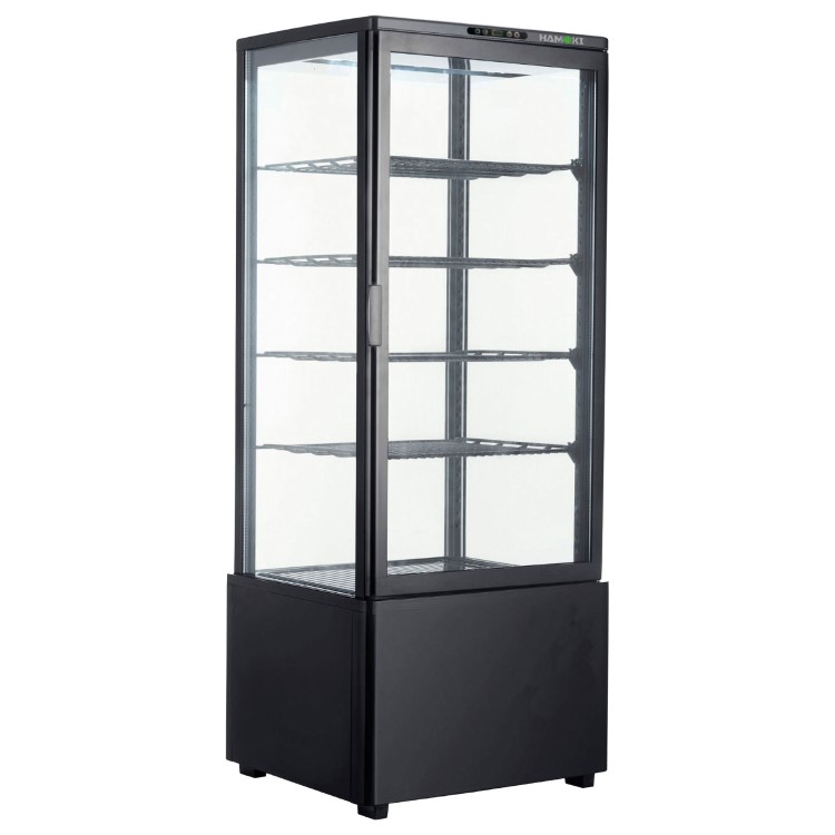 Hamoki iMB-98L - Countertop 4 Sided Chilled Glass Display Fridge 98ltr - Black