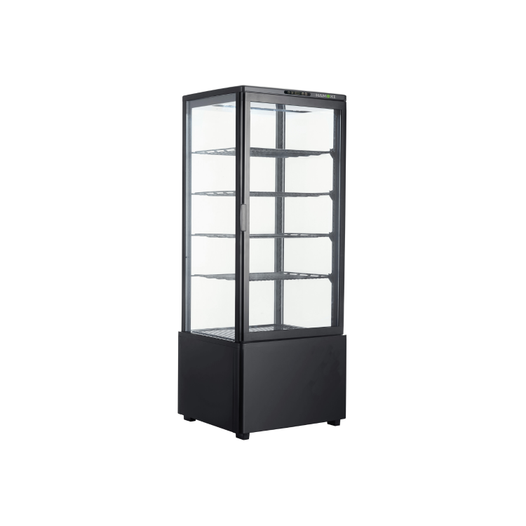 Hamoki iMB-98L - Countertop 4 Sided Chilled Glass Display Fridge 98ltr - Black