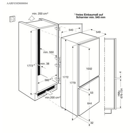 GRADE A2  - Zanussi ZBB28650SA Integrated Fridge Freezer