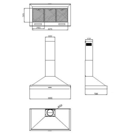 Belling CLASSIC 100CHIM 100cm Wide Chimney Hood - Black