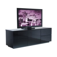London Black Gloss Factory Assembled Packed TV Cabinet 1500x500x420mm 4 Drawers Plus Centre Cupboard