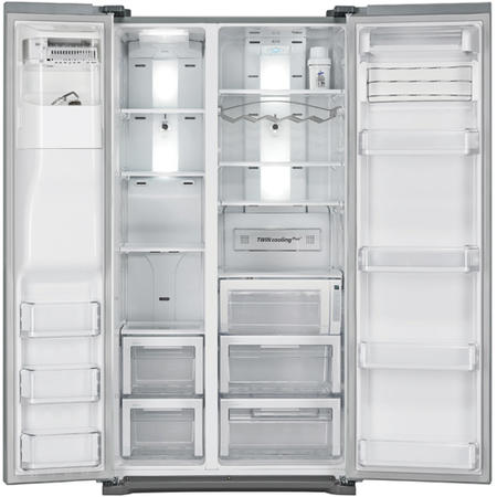GRADE A4 - Broken but can still be retailed (still works) - Samsung RSG5UCRS G-series Real Steel Side By Side Fridge Freezer with Ice and Water Dispenser