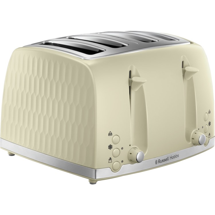 Russell Hobbs 26072 Honeycomb 4 Slice Toaster - Cream