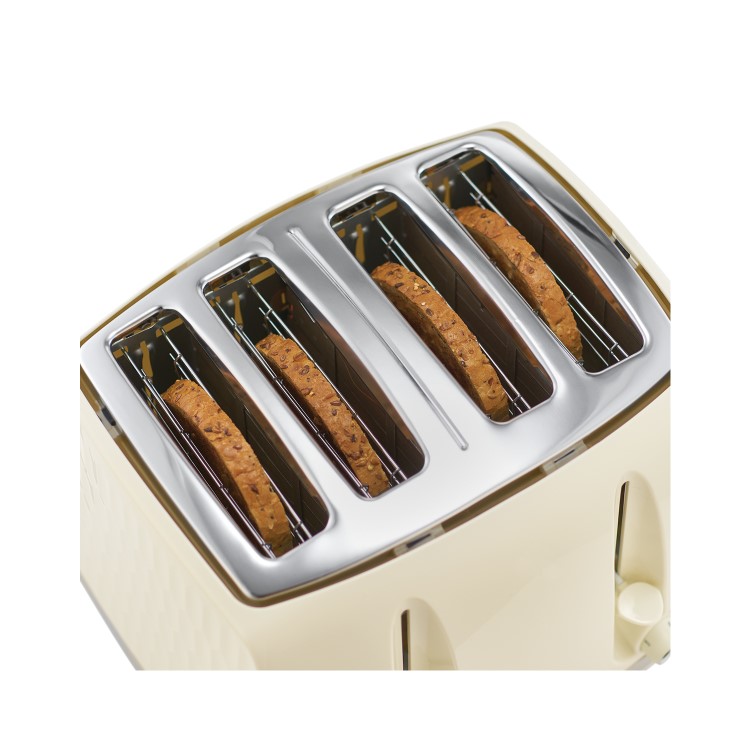 Russell Hobbs 26072 Honeycomb 4 Slice Toaster - Cream
