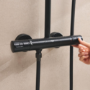 GROHE QuickFix Black Vitalio Start System 250 Shower System with Thermostat for Wall Mounting