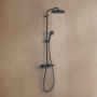 GROHE QuickFix Black Vitalio Start System 250 Shower System with Thermostat for Wall Mounting
