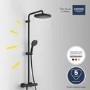 GROHE QuickFix Black Vitalio Start System 250 Shower System with Thermostat for Wall Mounting