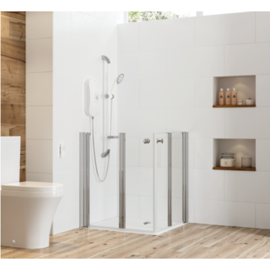 Half Height Shower Door 900mm Chrome - AKW