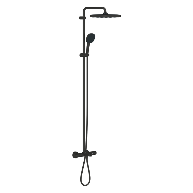 GROHE QuickFix  Black Vitalio Comfort 250 Shower System with Bath Thermostat for Wall Mounting