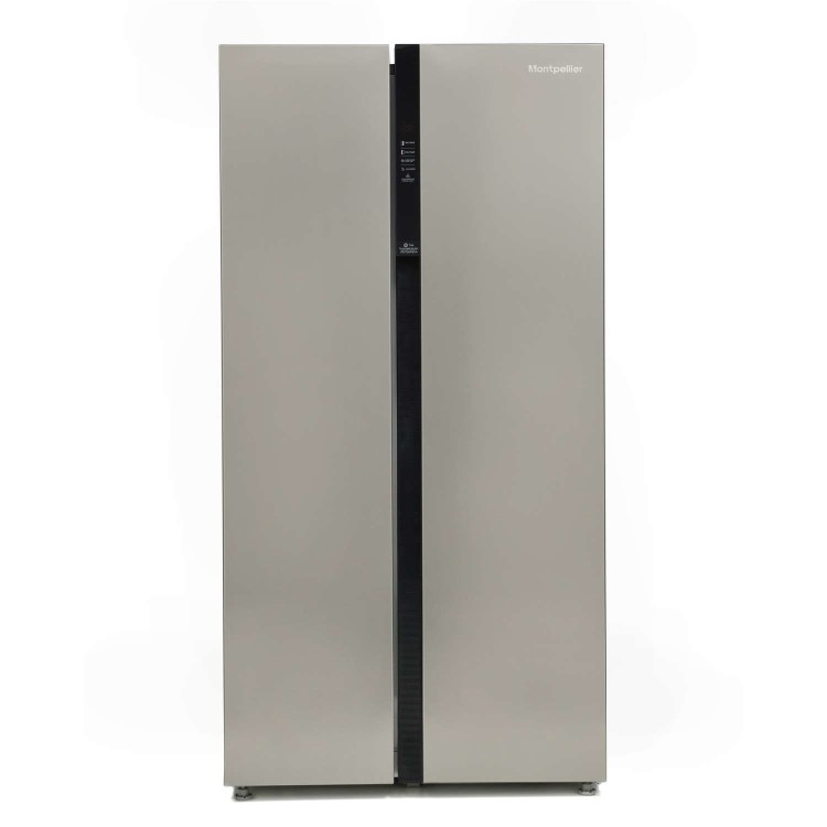 GRADE A2 - Montpellier CSBYS500BX 510 Litre American Style Fridge Freezer Frost Free 2 Door 90cm Wide - Inox