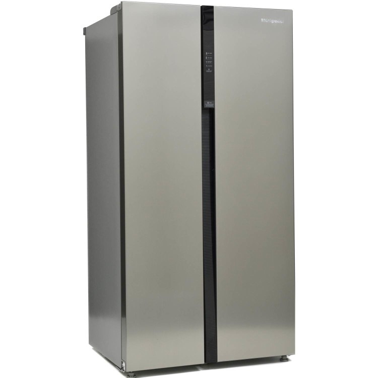 GRADE A2 - Montpellier CSBYS500BX 510 Litre American Style Fridge Freezer Frost Free 2 Door 90cm Wide - Inox